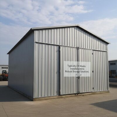Stahlkonstruktionslager mit Q235B-Rohstahlmaterial und Schrägdach, ausgelegt für eine Installationszeit von 2-4 Wochen