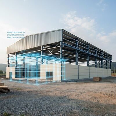 Erdbebenbeständigkeit Stufe 8 Stahlkonstruktion Lager mit verzinkter Oberflächenbehandlung und Windbelastung 0,35 kN/m2