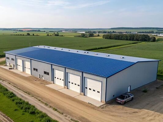 Stahlkonstruktion Lagerhaus mit 5 ~ 30 Grad Schrägpunkt Q235B/Q355B Stahl- und Langspann-Gitterstruktur für industrielle Lagerung