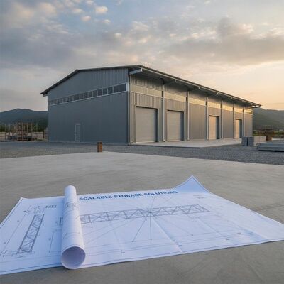 Käufer-Zeichnungsplan Metallkonstruktion Lager mit Beton-Grundstück Typ für und skalierbare Speicherlösungen entwickelt