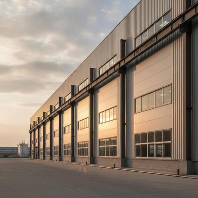 Stahlkonstruktionslager von Tekla Structures mit Fenstern aus kohlenstoffarmem Q355B-Stahl und Aluminiumlegierung und langer Lebensdauer für die Industrie